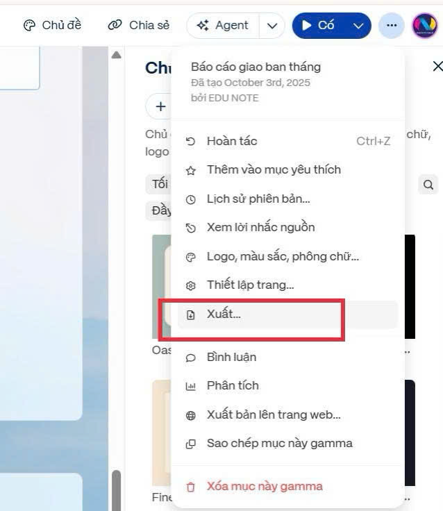 Gamma AI thuyết trình: Hướng dẫn tạo slide tự động cho cán bộ hành chính công 7 cách xuất file gamma sang pdf