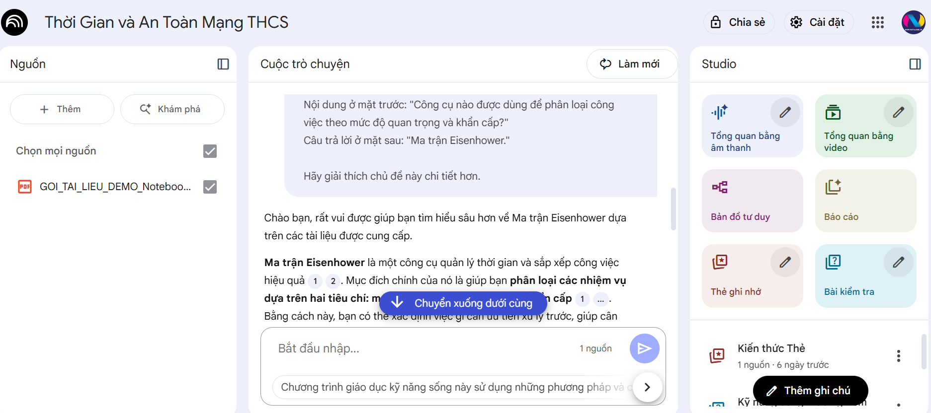 Tính năng mới NotebookLM Flashcards & Quizzes: Công cụ tạo thẻ ghi nhớ và bài kiểm tra tự động cho giáo viên 2 notebooklm flashcards