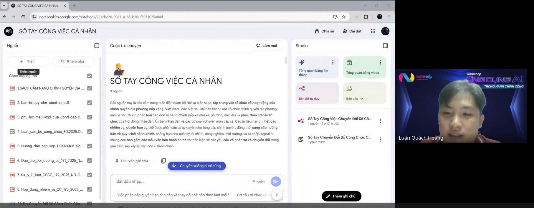 Workshop AI NotebookLM và Gemini: Tạo sổ tay cá nhân & Trợ lý ảo cho cán bộ công chức 2 workshop ai notebookln va gemini